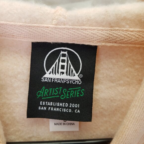 San Franpsycho Yin-Yang Crop Hoodie Women's Small Sweatshirt Blush Pink Purple - Picture 12 of 16